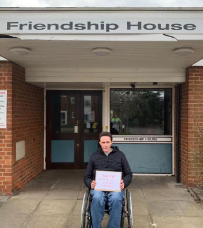 Cllr Glyn Hayes outside Friendship House